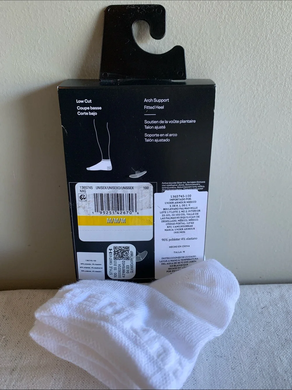 Under Armour White Low-Cut Athletic Socks with Black Logo (3-Pack)